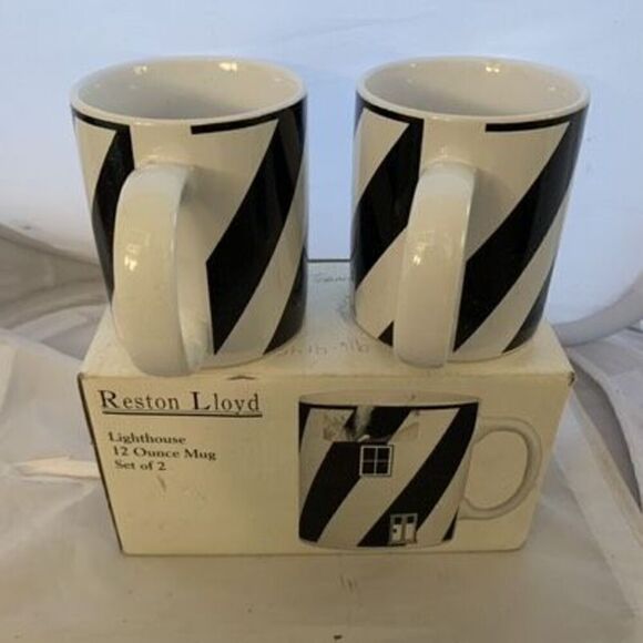 Reston Lloyd Lighthouse 12 Oz Mugs Set of 2 *New* - Picture 5 of 8